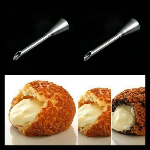 a picture of a pastry with a spoon in it.
