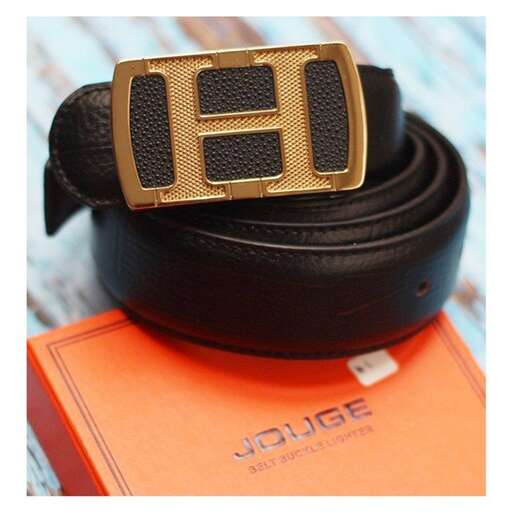 the belt is made of leather and a leather belt.