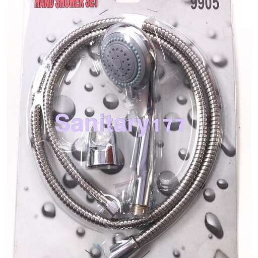 a silver water faucet with a silver handle.