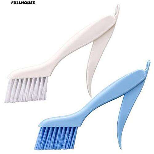 a blue and white brush with a white bristles