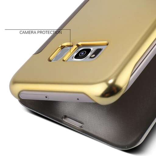 a gold cell phone with a gold case.