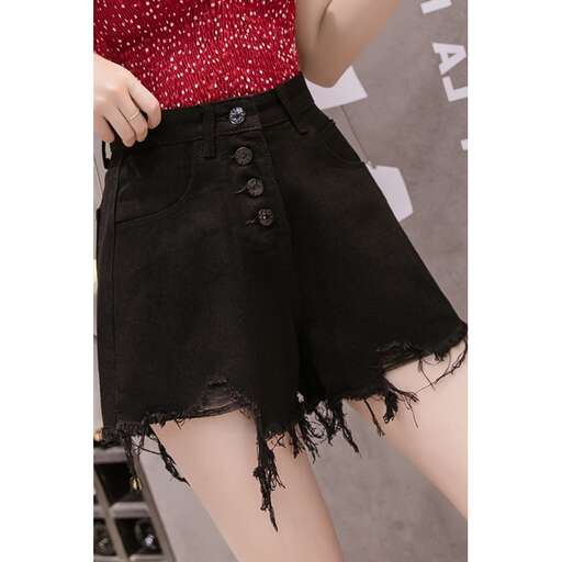 a model wears a short skirt with a red top and black lace - up skirt.