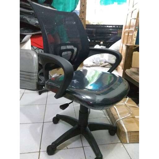 a chair with a black seat and wheels