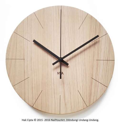 this clock is made from a wooden block.