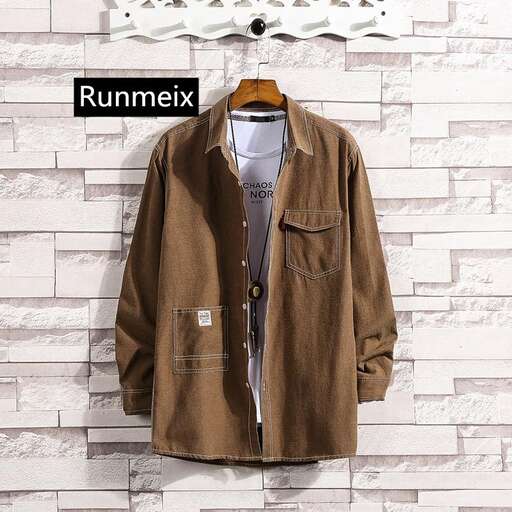 a brown jacket with a white flower on the front.