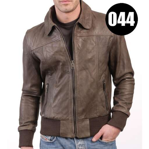 leather jacket with a black t - shirt