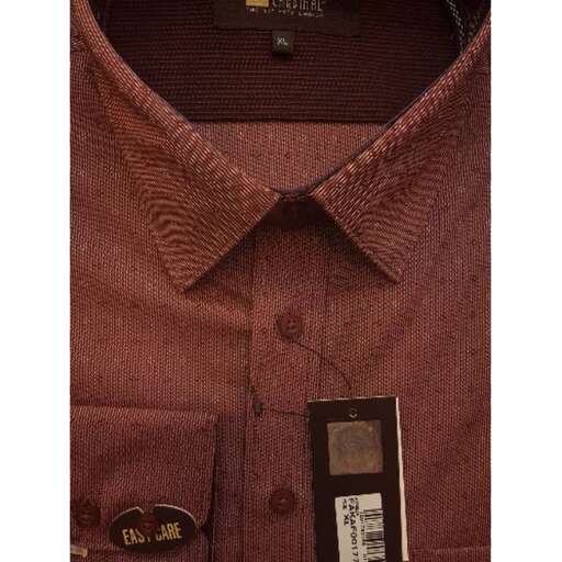 a brown shirt with a tag on it.