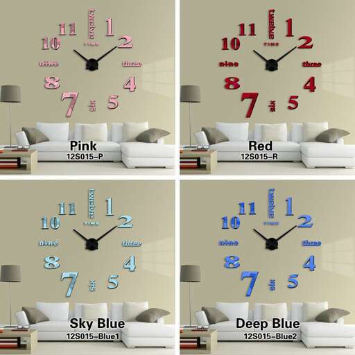three different pictures of a clock and a bed