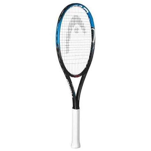 tennis racket in blue and black