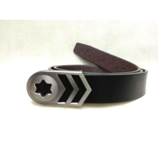 a custom made leather belt with a diamond and a star.