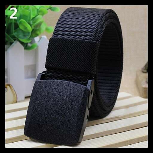 black leather belt with a black strap