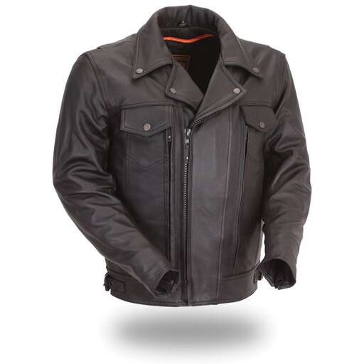 leather jacket with a zipper