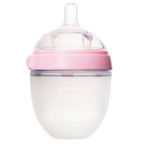 pink baby bottle for baby.