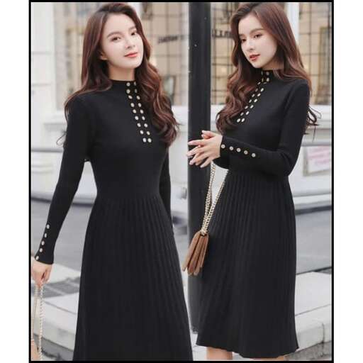 black dress with a gold clutch