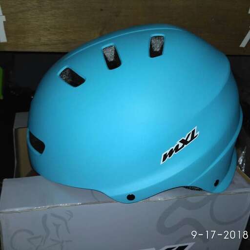a close up of a helmet on a box