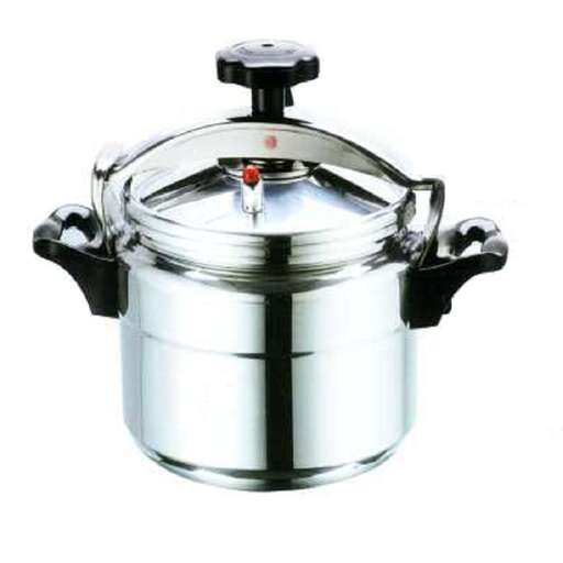 a metal pot with a lid on top of it.