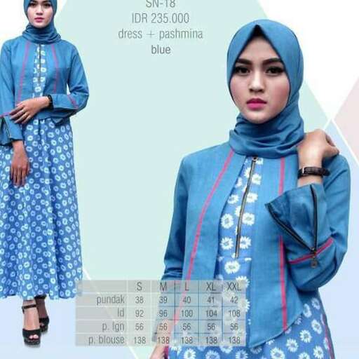 a model in a blue dress