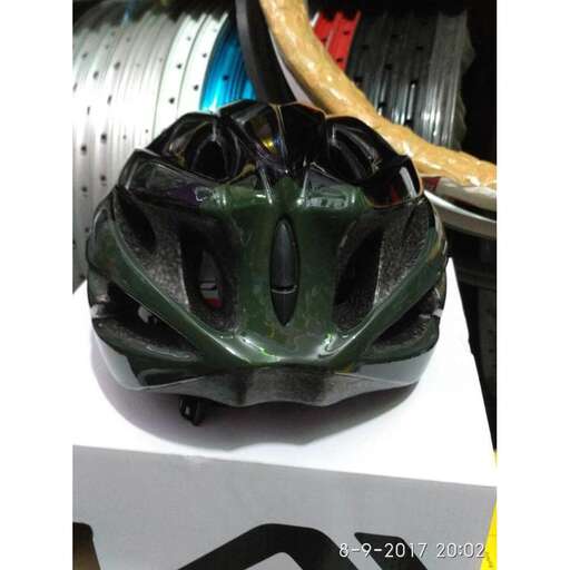 a helmet made of steel and wood.