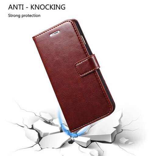 a leather case with a blue ribbon on it.