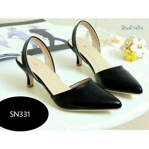 a pair of black high heeled shoes