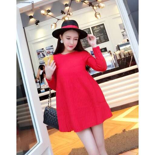 person in a red dress