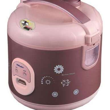 a pink crock pot on a white background.