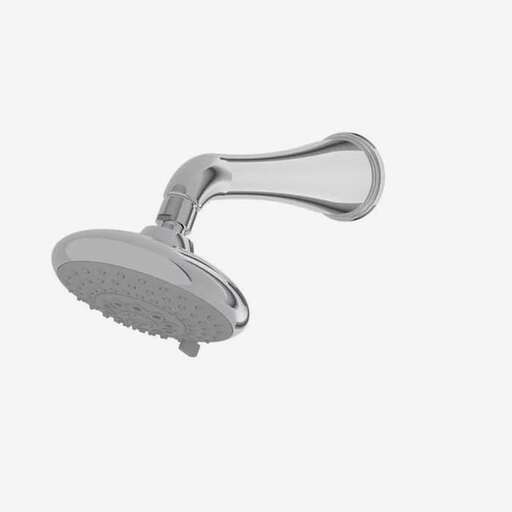 a chrome bathroom faucet with a handle