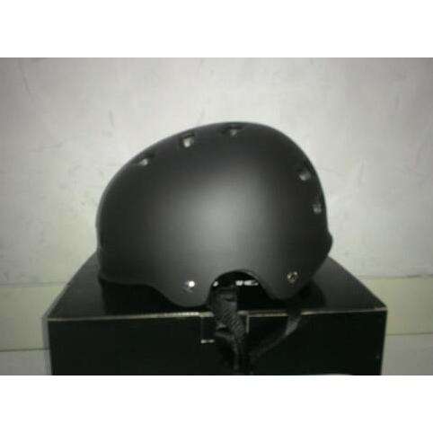 the helmet is black in color.