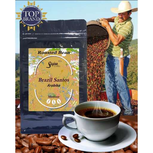 a bag of coffee beans and a bag of coffee