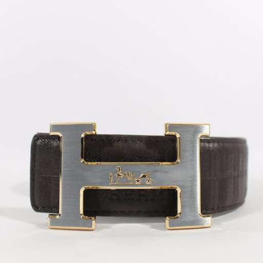 leather belt with a gold buckle