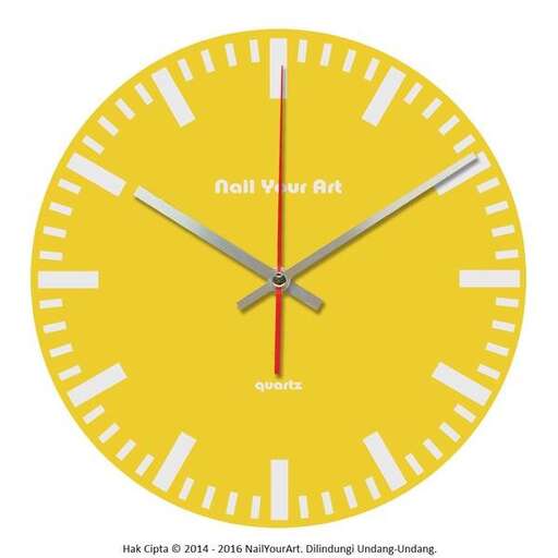 yellow clock face showing the time of day.