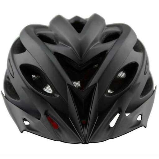 the helmet is made of plastic and has a black finish.