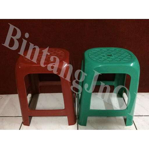 a pair of stools with a green seat