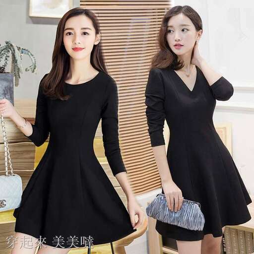 black dress with a touch of pink