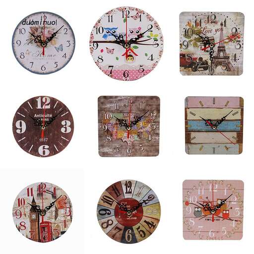 a series of different clocks with different times.