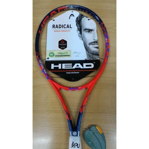 a tennis racket with a picture of a man on it.