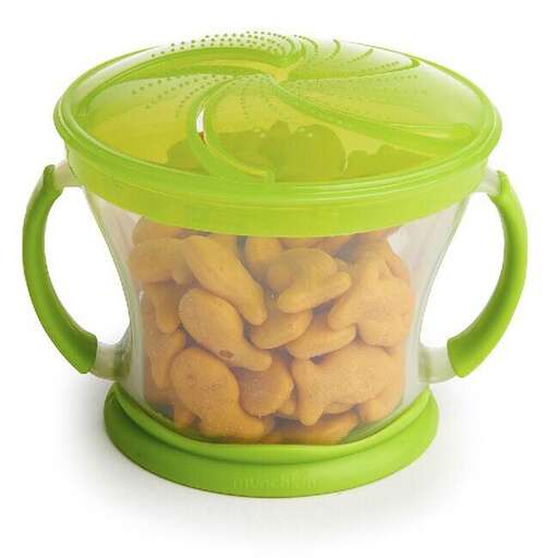 a green plastic container with a green lid and a plastic lid.