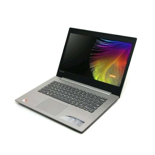 a laptop computer with colorful screen on a white background.