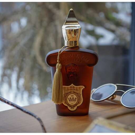 a bottle of perfume on a table