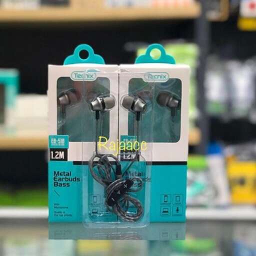 a pair of black and white headphones on display.