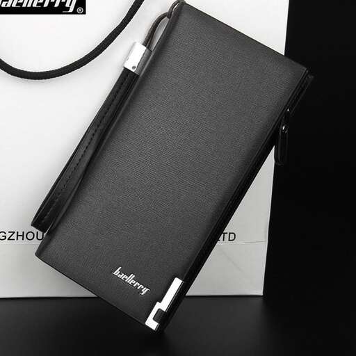 a black and white bag with a strap on it.