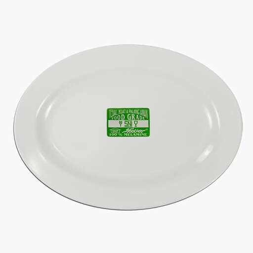 a plate with a green label