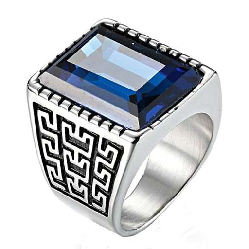 ring with a black and white design