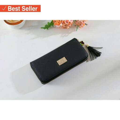 black wallet with a keychain in the middle