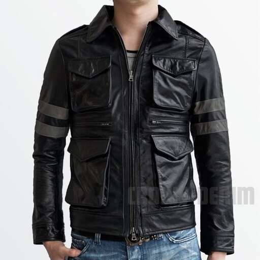 leather jacket with a striped pattern