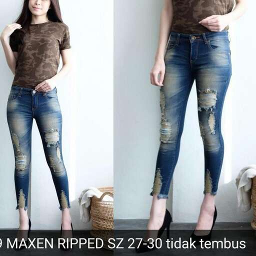 a pair of ripped skinny jeans.