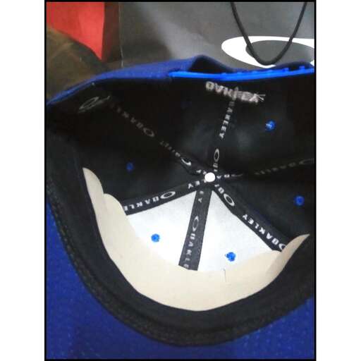 baseball hat in blue and white