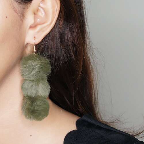 earrings with a green felted earring