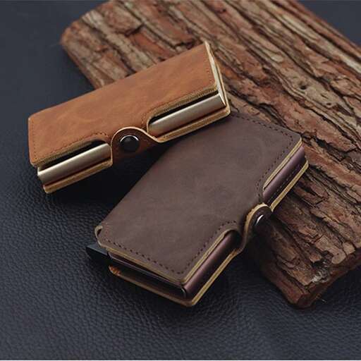 leather wallet with a handle