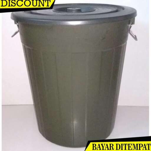 a trash can with a lid on top of it.